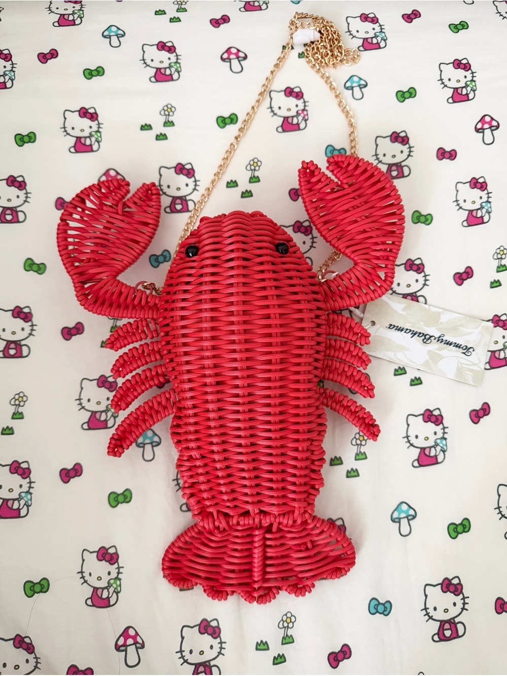 NWT Tommy Bahama red Lobster wicker straw bag purse with gold chain viral rare